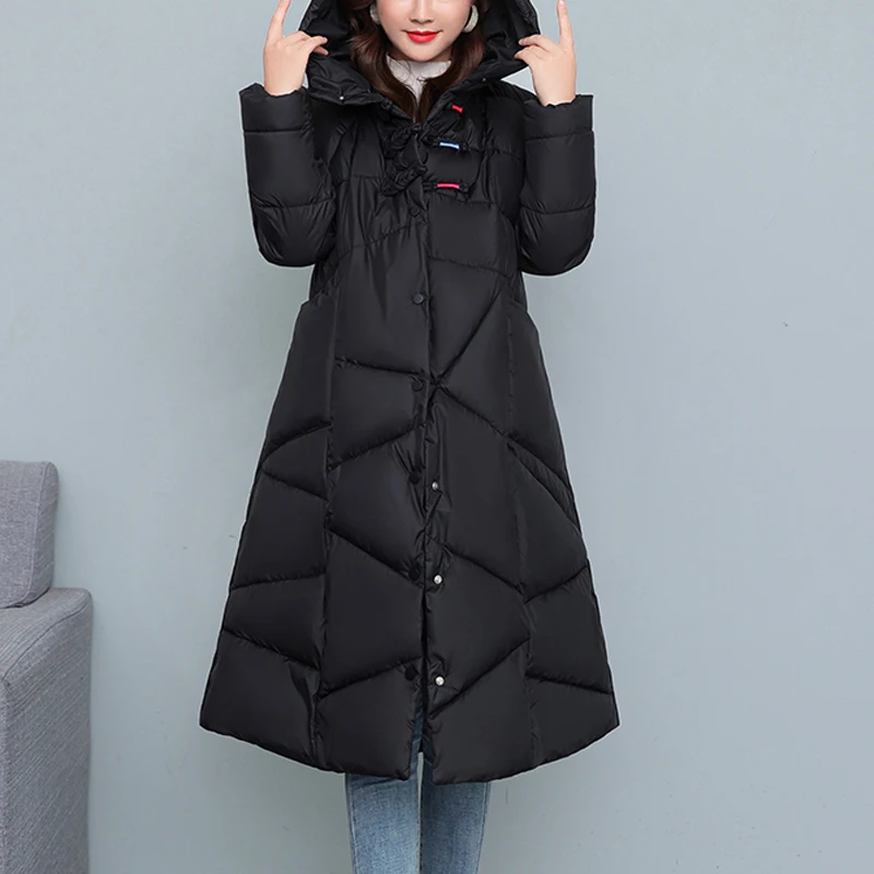 Thick Long Parka Women Jacket Hooded Winter Coat Female Fashion Winter Jackets Long-Sleeved Parkas Women's Clothing