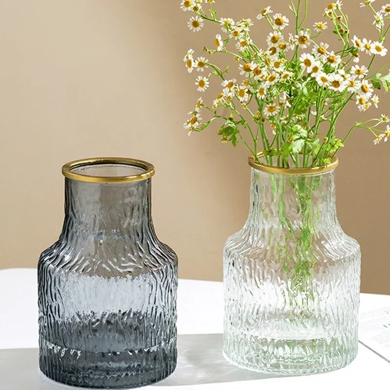 Прозрачная стеклянная ваза большая с горлышком для гостиной спальни рабочего