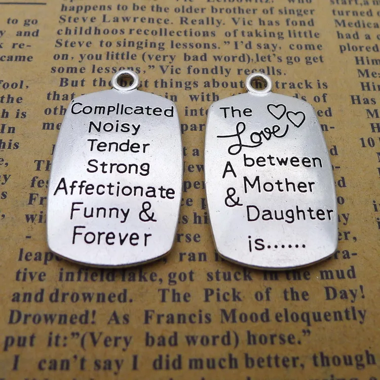 

3 шт./лот 20*35 мм. Античный серебряный сплав, прямоугольник, надпись о любви между мамой и дочерью...