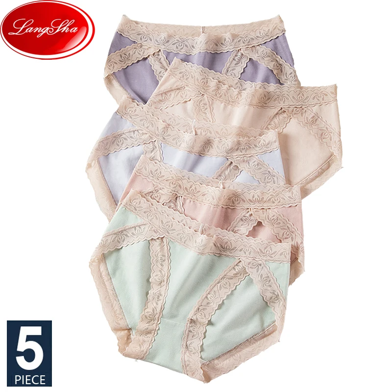 

5Pcs/Set Sexy Lace Panties Women Cotton Underwear Cute Girls Breathable Briefs Low Waist Underpants Seamless Female Lingerie