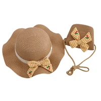 summer baby hats bows straw cap bag for girls outdoor breathable beach sun hats for children cute bucket hat baby accessories