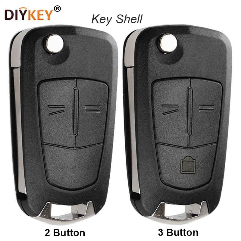

DIYKEY 2/3 Buttons Flip Remote Key Shell Case Fob With Blade Uncut for Opel Vauxhall Astra Zafira Frontera Omega Vectra