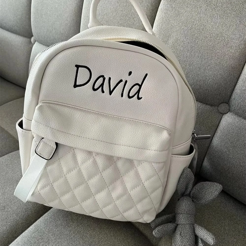 Женский модный классический рюкзак с вышивкой имени молния регулируемый ремень