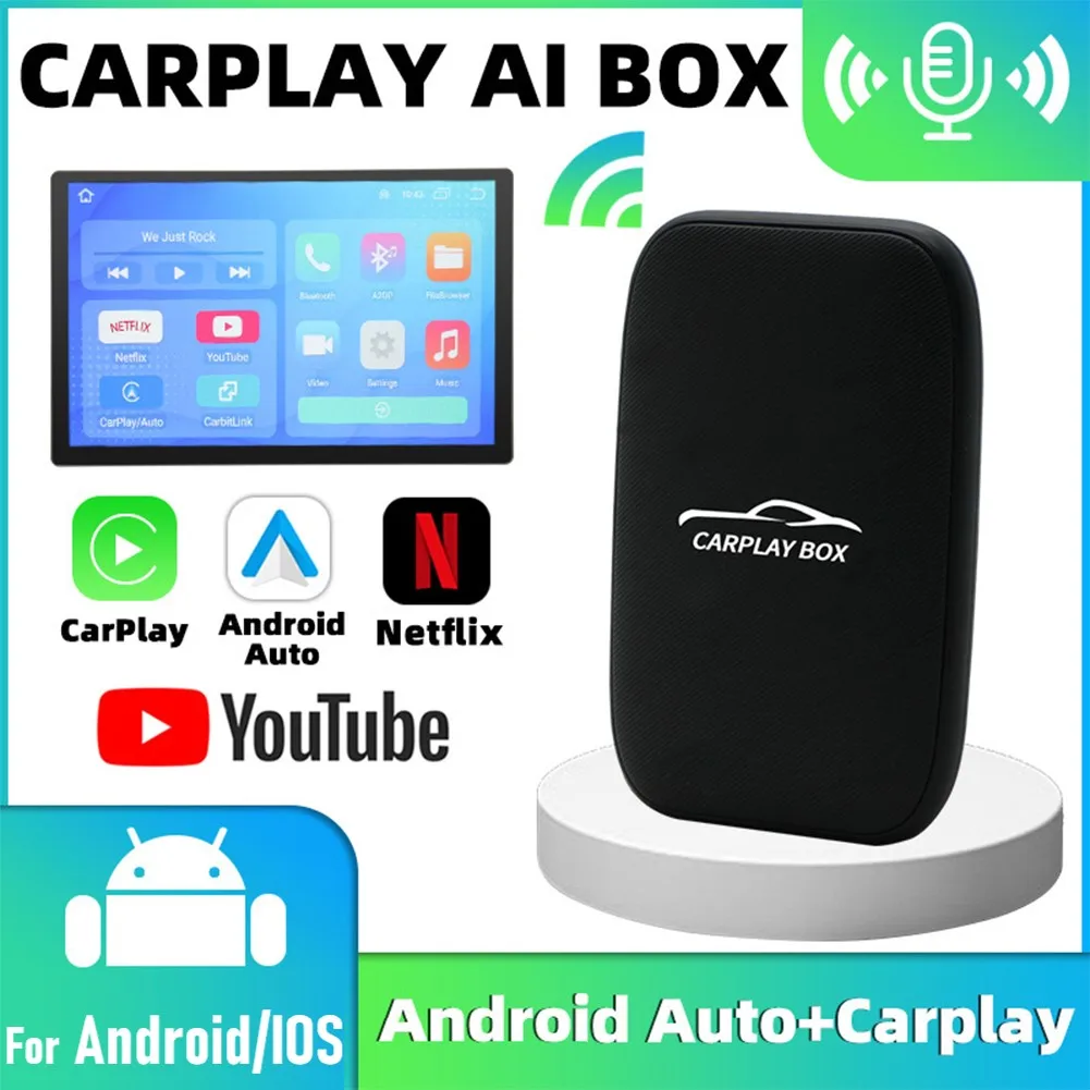 

2023 Новый Android Ai Box проводной и беспроводной адаптер CarPlay для автомобиля Android для универсального автомобиля Netflix YouTube мультимедийный видеоплеер
