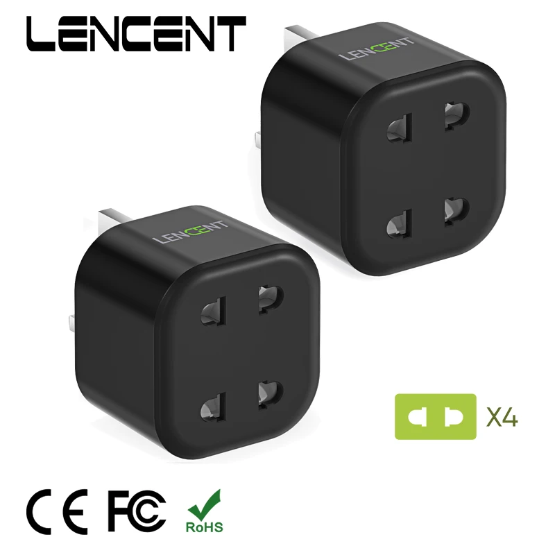 LENCENT 2 Pack Travel Adapter UK 2 Pin to 3 Pin 10A Fuse Electric Shaver Razor Adaptor Toothbrush Plug for Epilators Bathroom