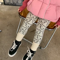 rinikinda 2022 autumn girls leggings for kids cartoon elastic pencil trousers child solid leggings for children clothing