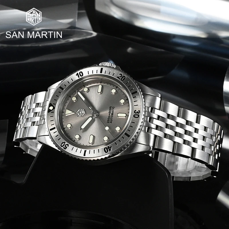 Мужские часы для дайвинга San Martin с синим циферблатом 38 мм Керамическая рамка