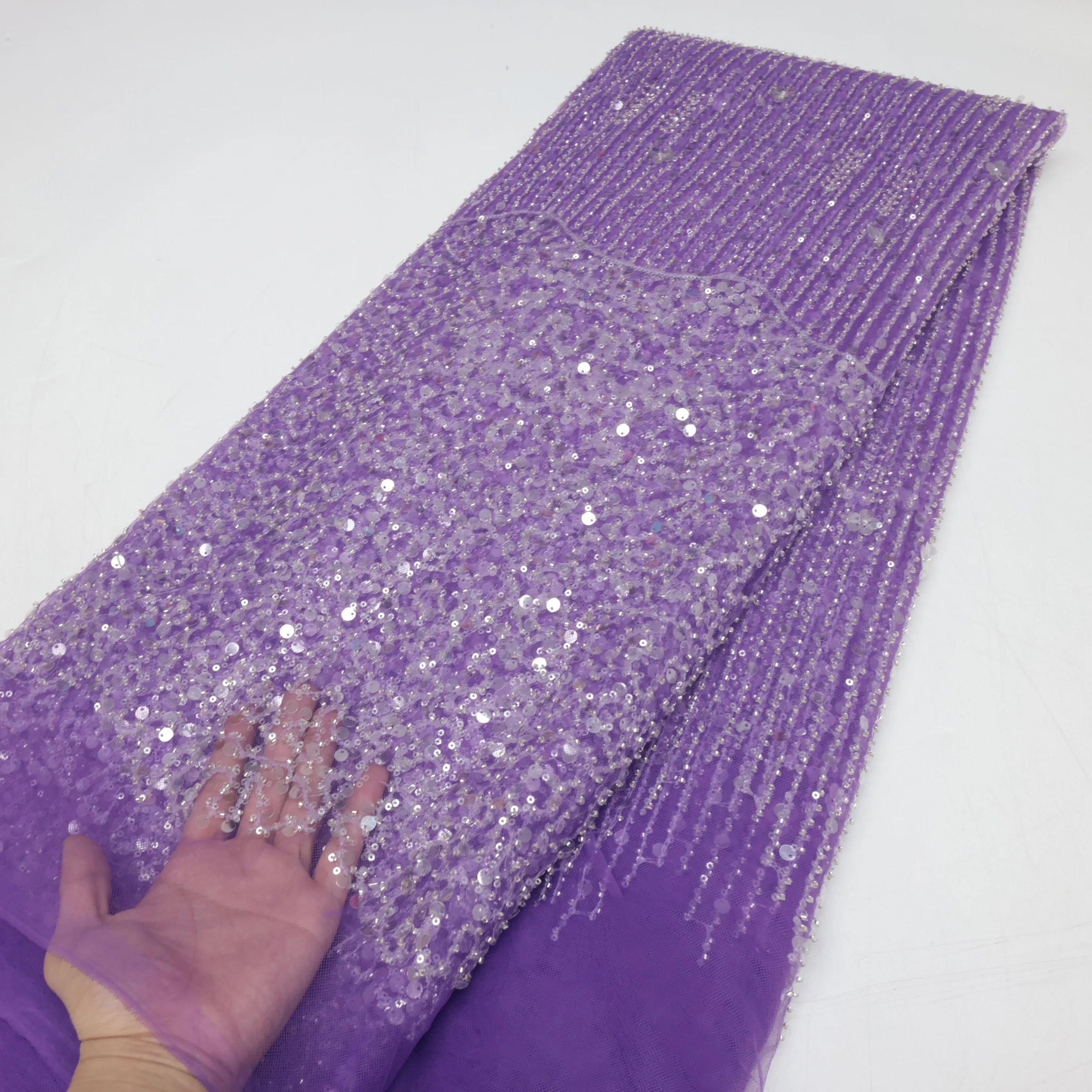 Высококачественная африканская кружевная ткань с вышивкой бисером во