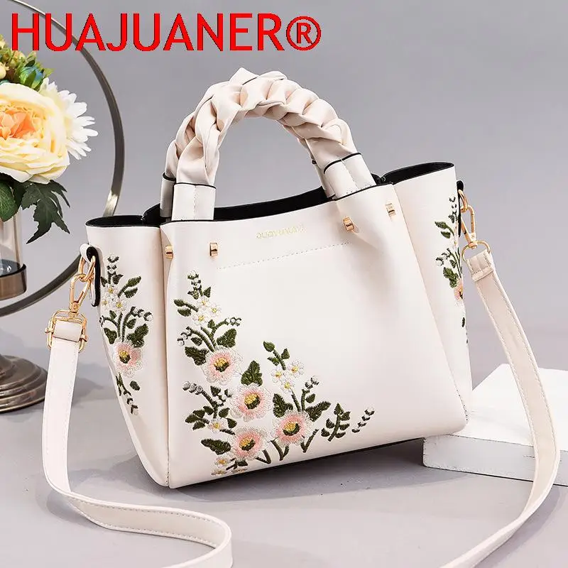 

Модные Плетеные женские сумки с ручками, цветочная корзина, сумка, белые женские сумки с вышивкой, Милая женская сумка на плечо