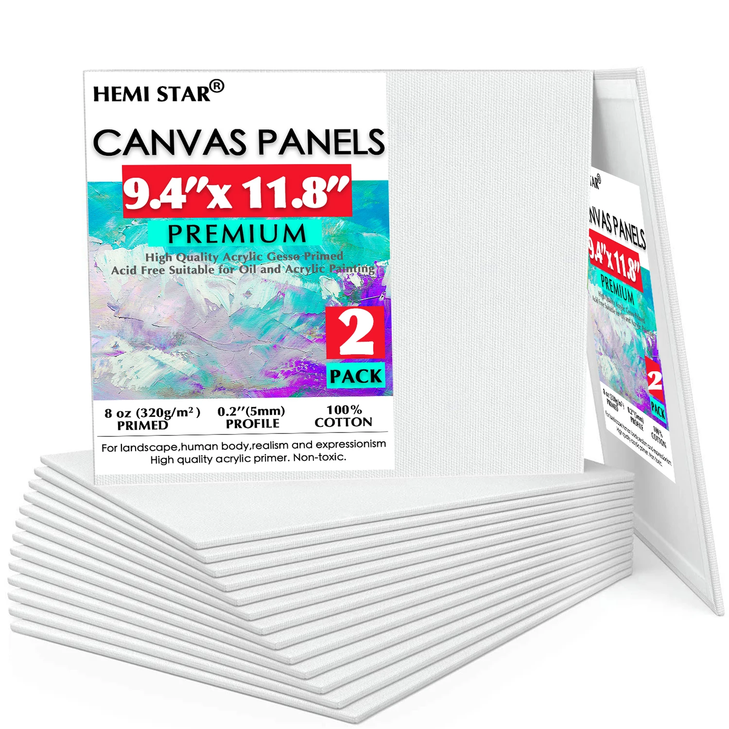 

2 Pieces Painting Canvas Panels 100% Cotton Artist Canvas Board for Painting,24x30cm-9.4x11.8in Primed, Acid Free Art Canvas
