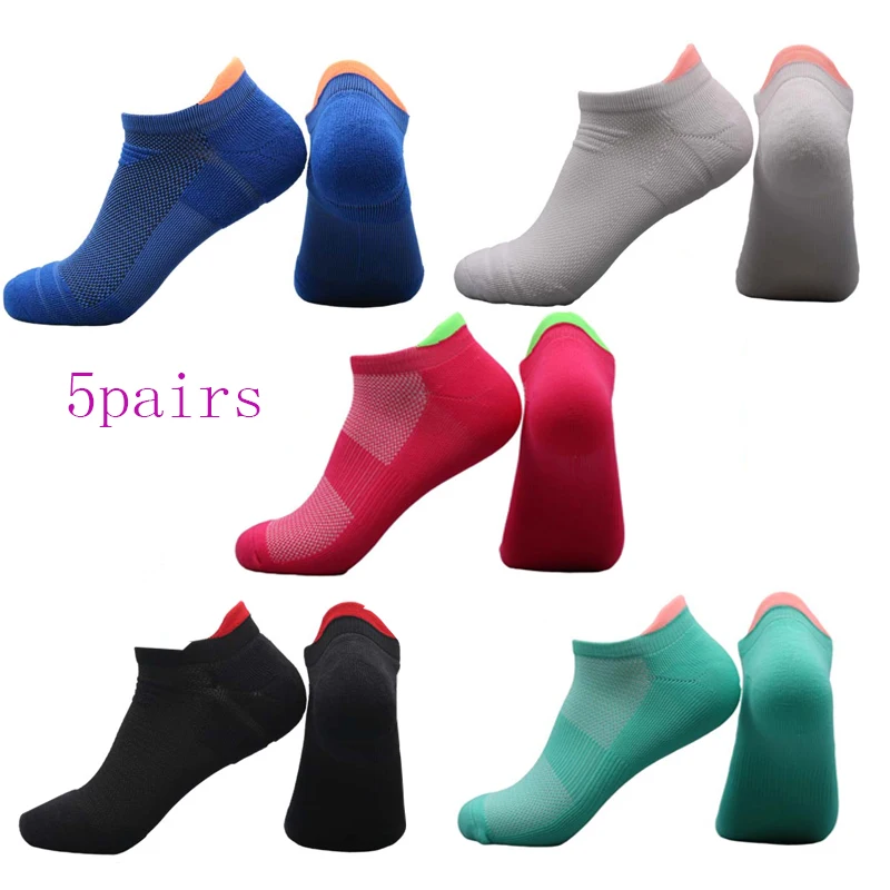 5Pairs New Spring Men's Socks AnkleThick Knit Sports Sock Outdoor Fitness Breathable Quick Dry Wear-resistant Short Running Sock
