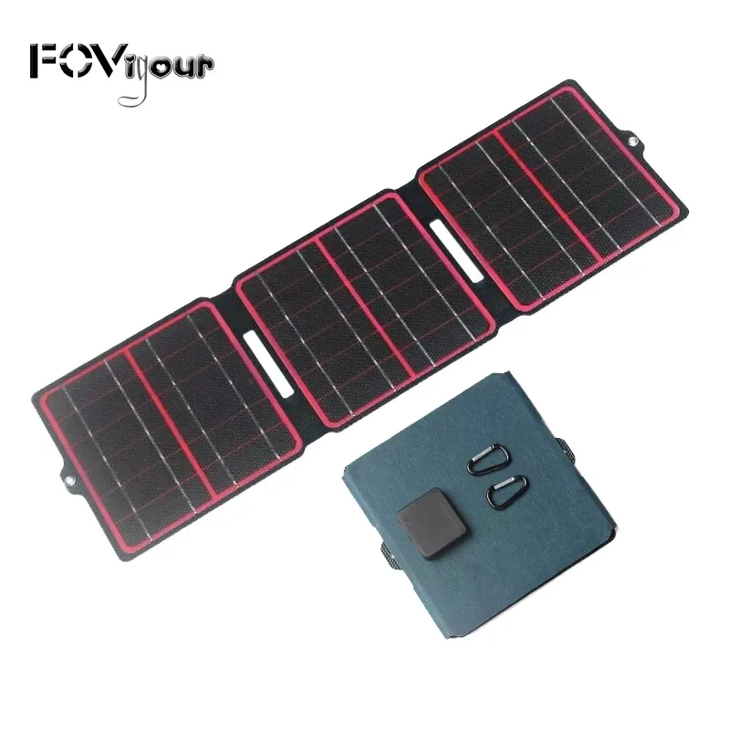 

FOVigour 15 Watt ETFE Monocrystalline Solar Panel Charger with Dual USB for Cell Phones Portable and Foldable Hiking Camping