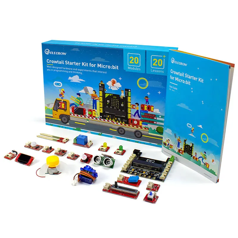 

Elecrow Crowtail стартовый комплект для Micro:bit программирования, Обучающий набор с 20 уроками, компьютер, электронный набор «сделай сам», детский подарок