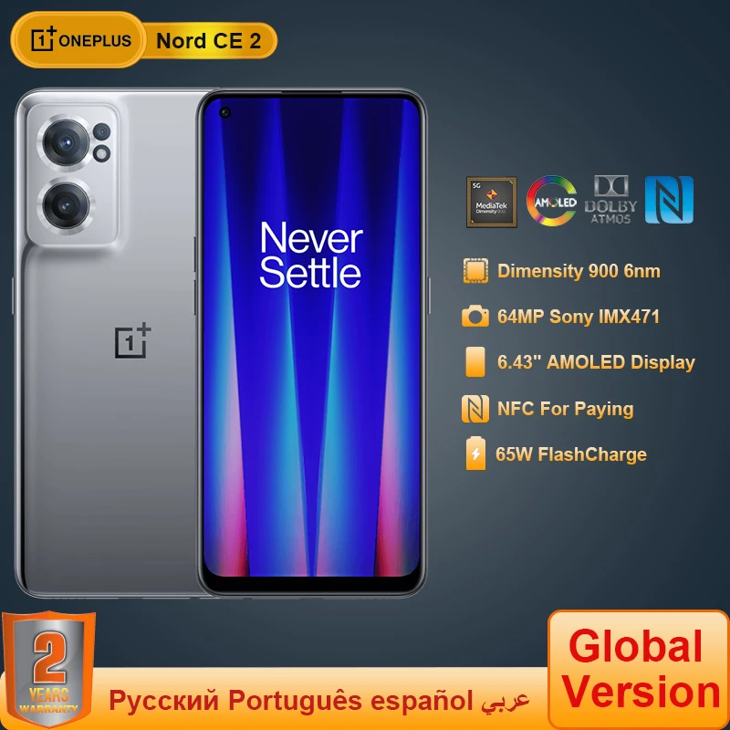 Смартфон OnePlus Nord CE 2 5G MediaTek Dimensity 900 65 Вт SuperVOOC зарядка мобильного телефона камера 64