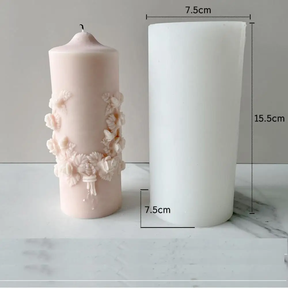 

3D Carved Cylindrical Candle Mold Silicone Candle Molds European Style Fancy Retro Carved Moulds for Candle Soap Wax Clay
