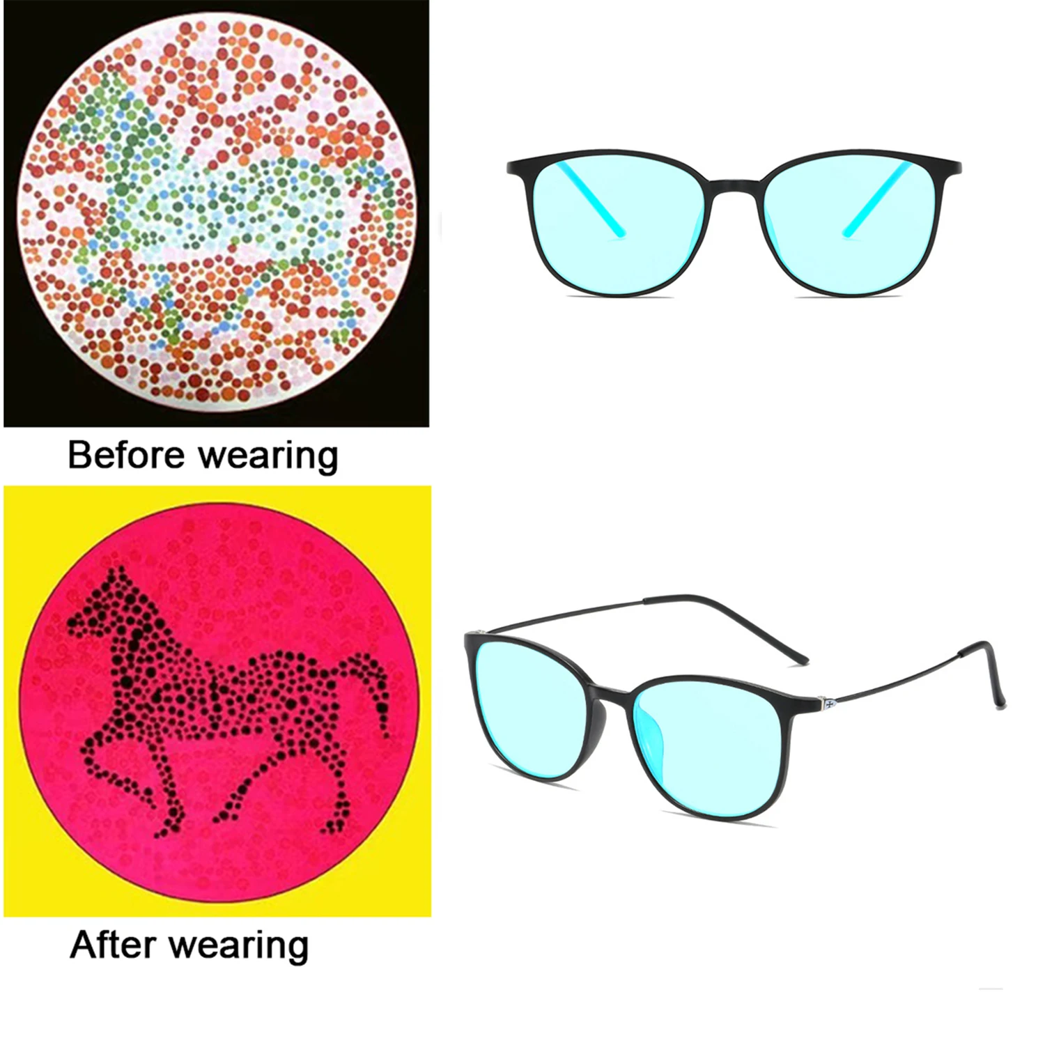 

New Red Green Color-blindness Glasses Eyewear Blind Weak Glasses Color Blind Corrective Spectacles Improve Color Resolution