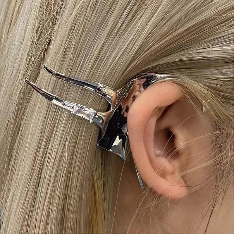 

New punk style fairy ear clip copper plated platinum zircon adjustable curvature hair lifting ear clip ear accessories