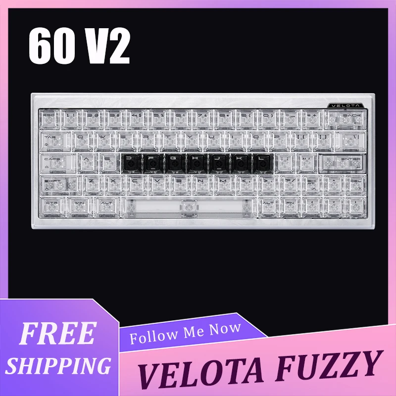Фото Клавиатура VELOTA FUZZY 60 V2 с магнитными переключателями на эффекте Холла, трехъядерная синхронизация, низкая задержка, 60% форм-фактор, алюминиевый корпус с ЧПУ, премиум-класс №1