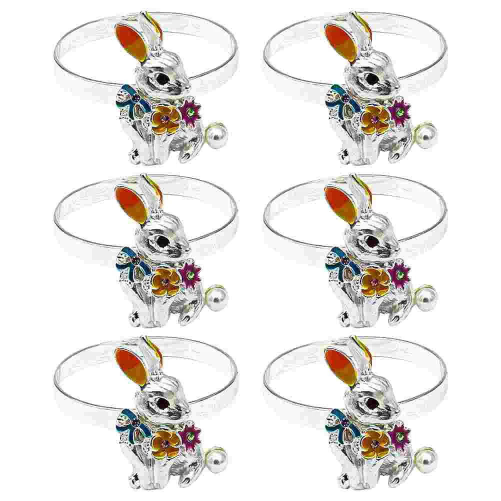 

6Pcs Rabbit Shape Napkin Circles Napkin Holder Rings for Easter Table Settings