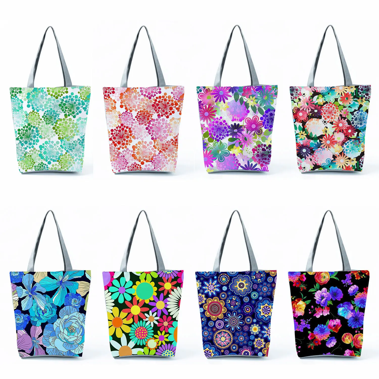 

Women Shopping Bag Portable Customizable Handbags Ladies Tote Bag The New Trendy Handbags Colorful Flower Print High Capacity