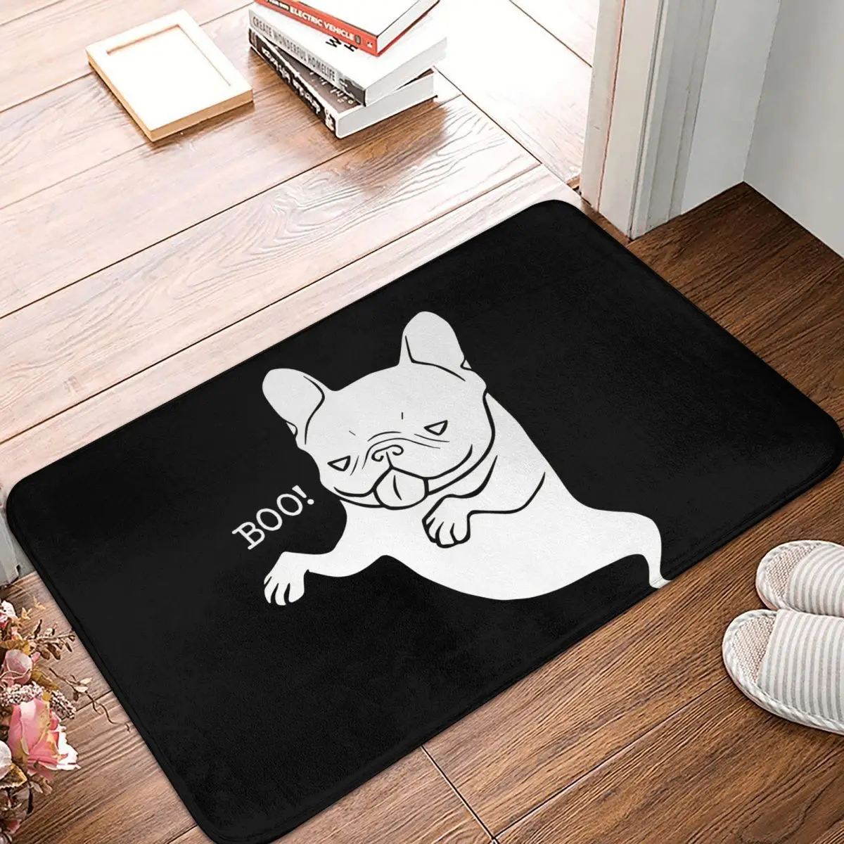 

Frenchie Boo Boo Halloween Ghost Doormat Rug carpet Mat Footpad Bath mat Non-slip toilet Balcony Parlor durable Washable