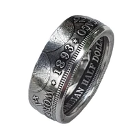 new vintage silver color morgan coin rings for men and women retro fashion jewelry party gift carving 1983 half dollar ring