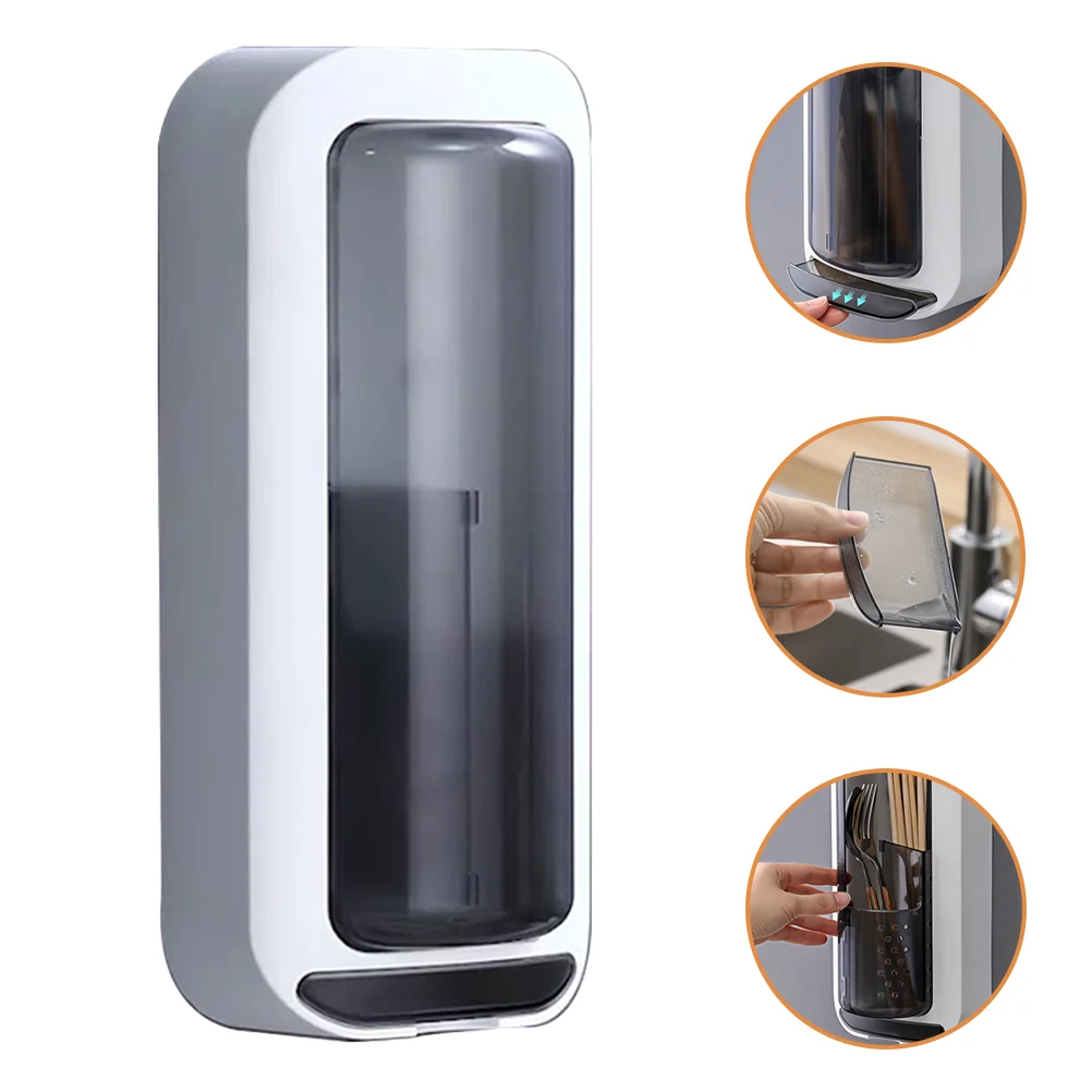 

Wall Chopstick Storage Box Hanging Plastic Utensil Holder Drain Utensil Case