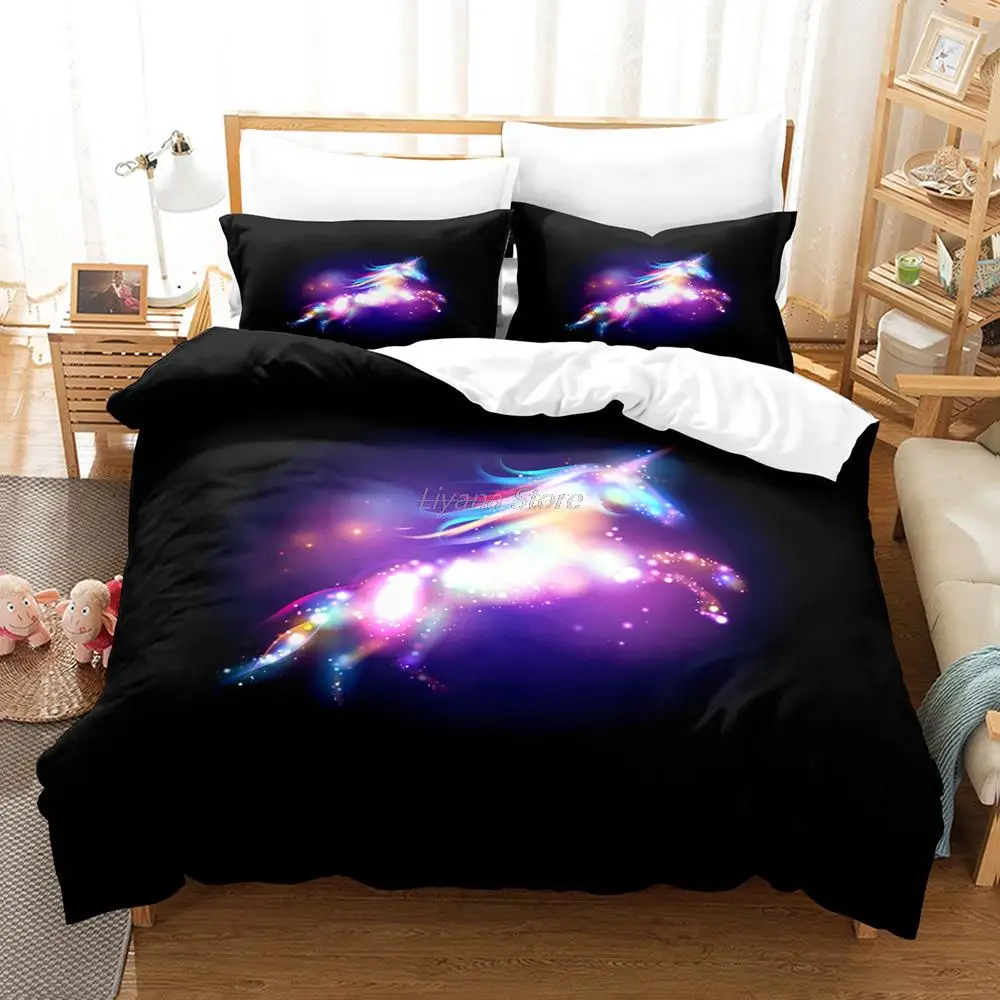 Kawaii ucky holy beast rainbow Unicorn Bedding Set Single Twin Full Queen King Size Set Children's Kid Bedroom Duvetcover Sets 7  - buy with discount