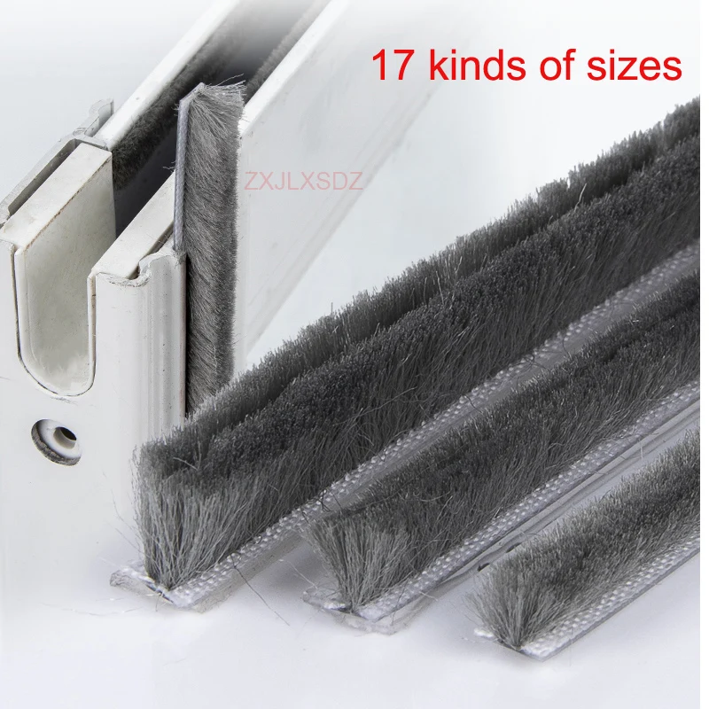 1 Meter aluminum sliding door window dust proof brush seal strip weatherstrip draught excluder seal tape door gasket