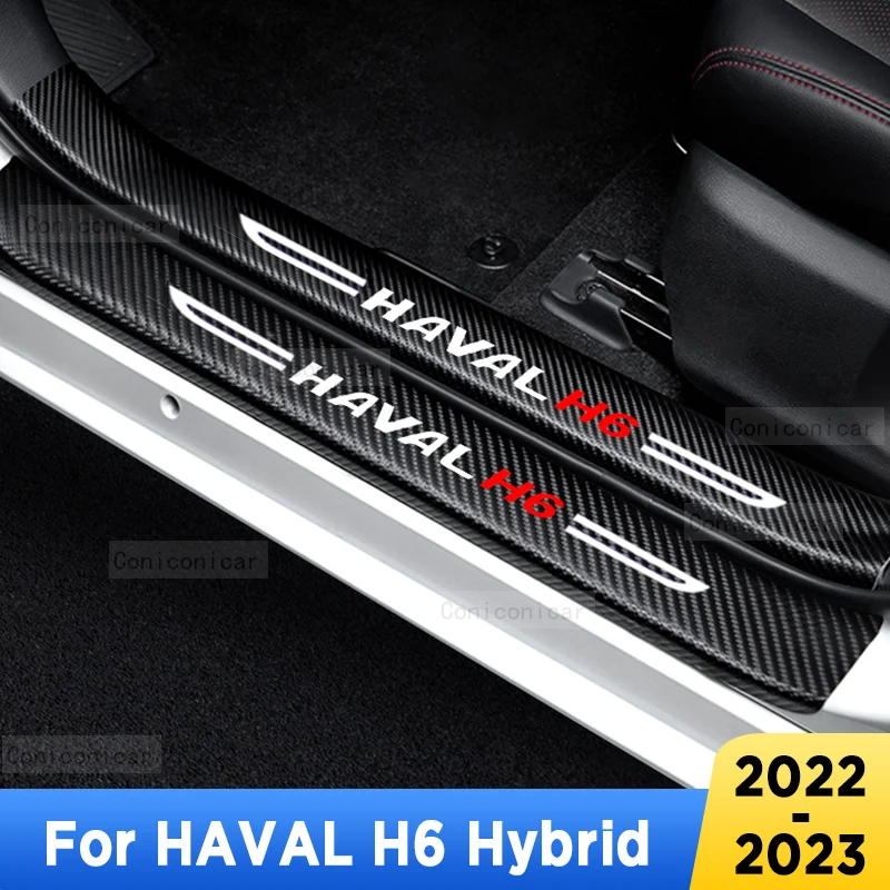 

For HAVAL H6 Hybrid 2022-2023 Auto Tailgate Guard Door Sill Pedal Carbon Fibre Texture Accessories Leather Styling Car Sticker