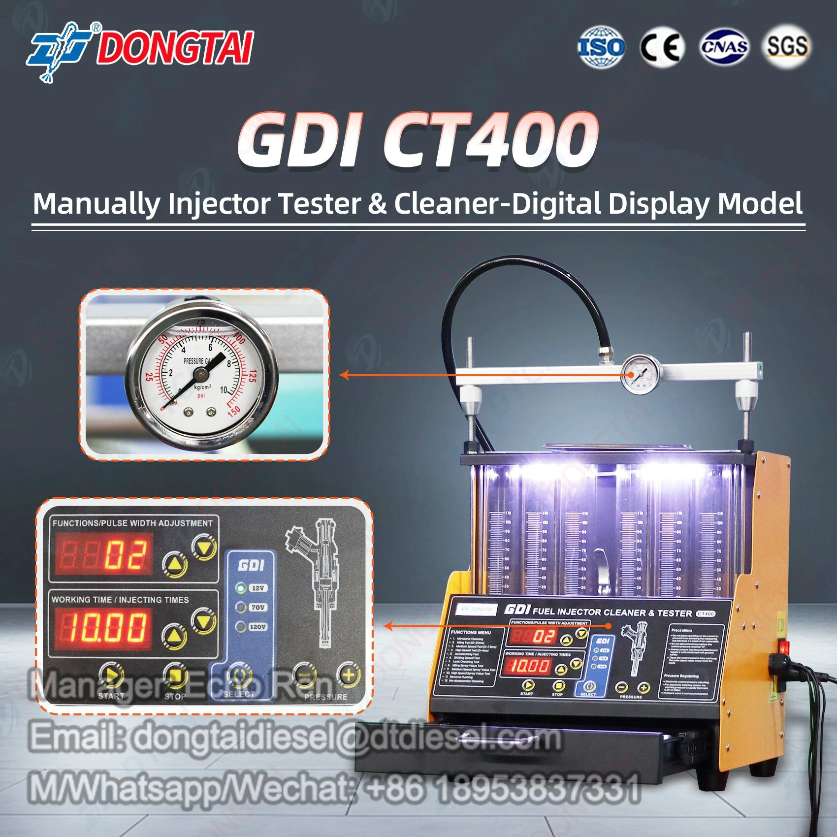GDI-CT400 Ручной тестер и очиститель-цифровой дисплей Модель