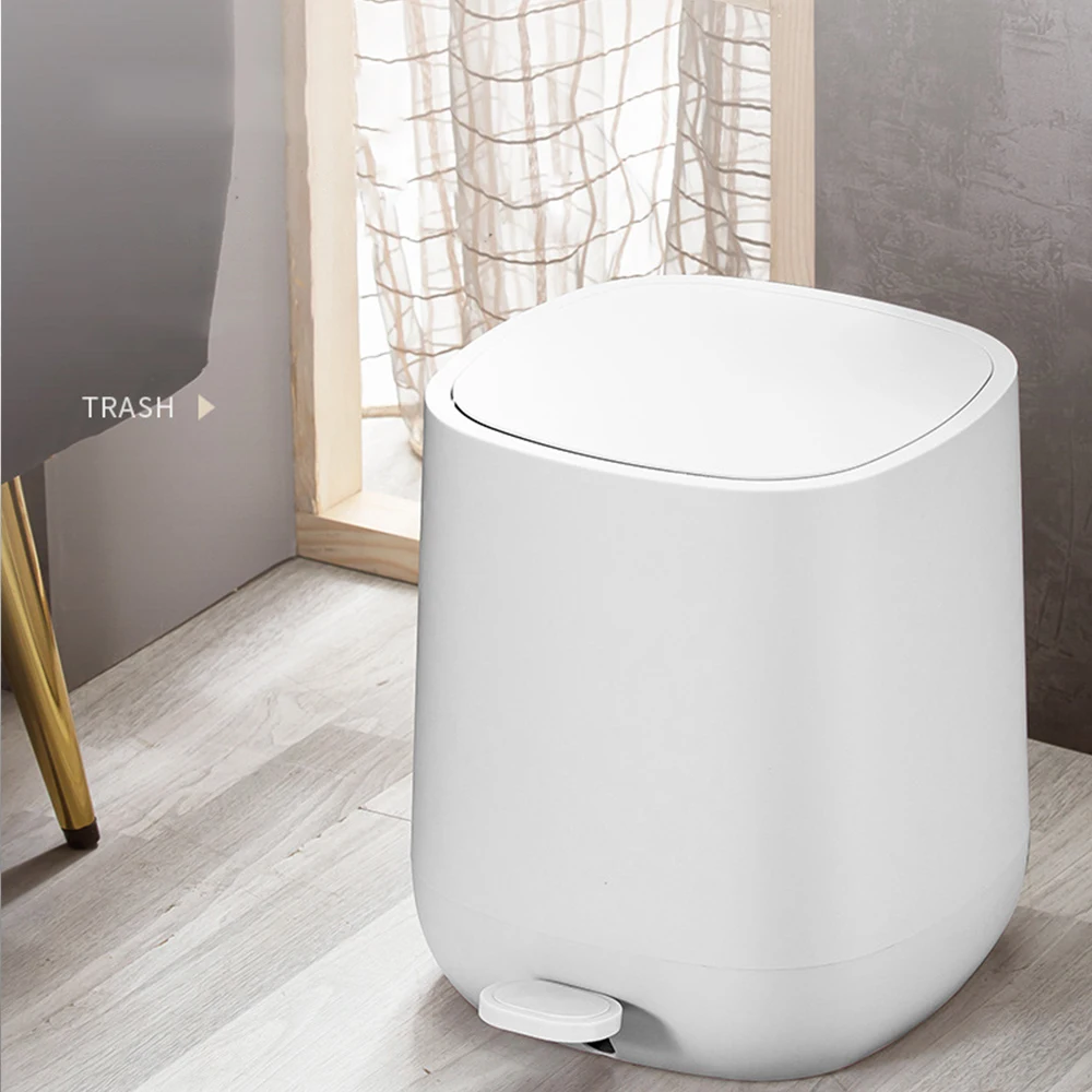 

Pedal ABS Plastic Round Trash Can Household Living Room Kitchen Bathroom 7L