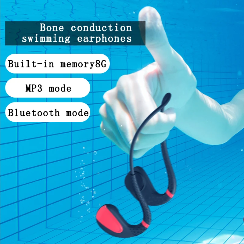 

Bone Conduction Headphones IPX8 Waterproof Swimming Wireless Bluetooth MP3 Player 8 Hours Sport Headset 8G Memory Diving Running