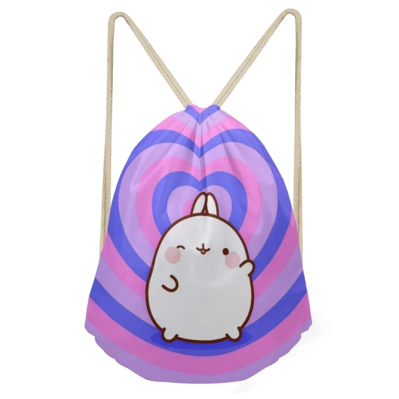 

Rabbit Molang Drawstring Bag Lady Pretty Flower Pattern Leisure Outdoor BagPolyester Fabrics Clothes And Shoes Bags For Women