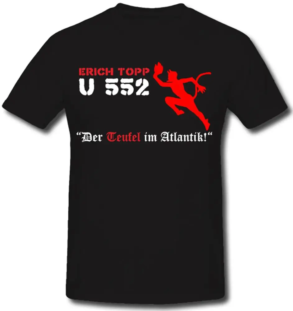 

Der Teufel Im Atlantik Typ Vii C U 552 Submarine Erich Topp U-Boot T-Shirt. Premium Cotton Short Sleeve O-Neck Mens T Shirt New