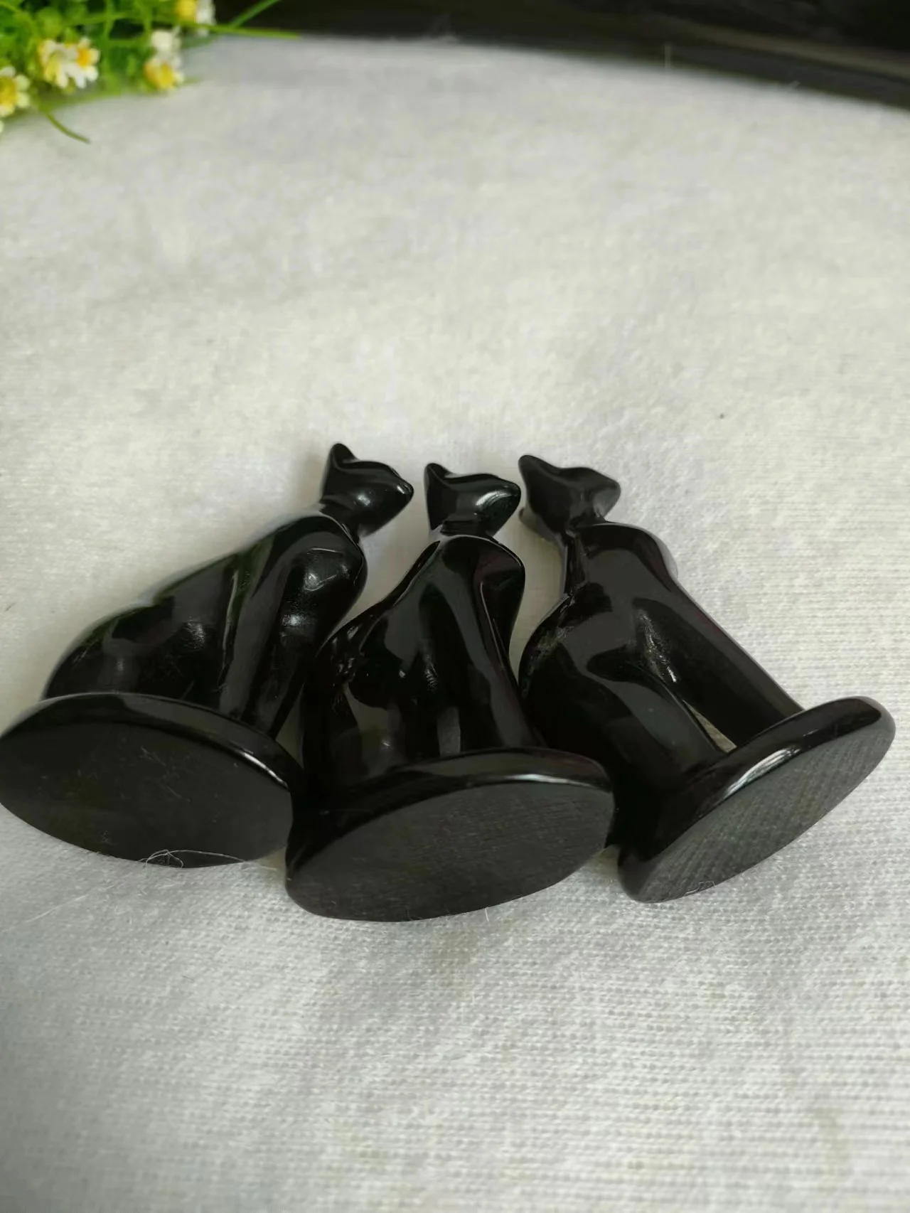 

crystal animal Natural Black Obsidian quartz Cat gemstone little Healing Gift Reiki Healing Home Office Decoration