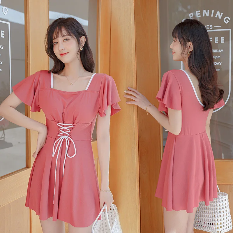 

2023 New Maillot One Piece Swimsuit Solid Bathing Suit Retro Style Women Swimsuit Dress Sexy Monokini Beachwear Dropshipping