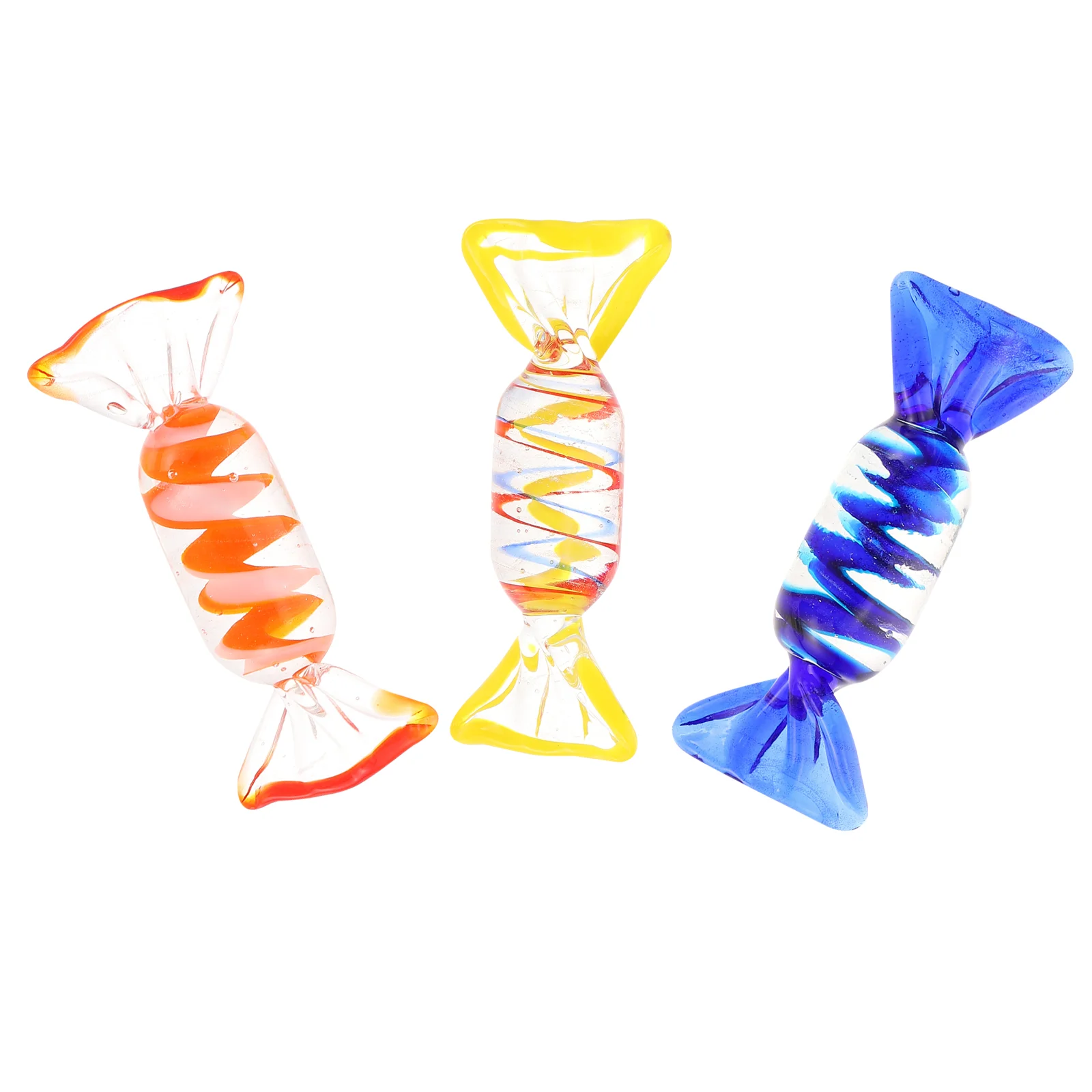 

3pcs Glass Candy Models Vintage Style Glass Sweets Ornaments Festival Decor