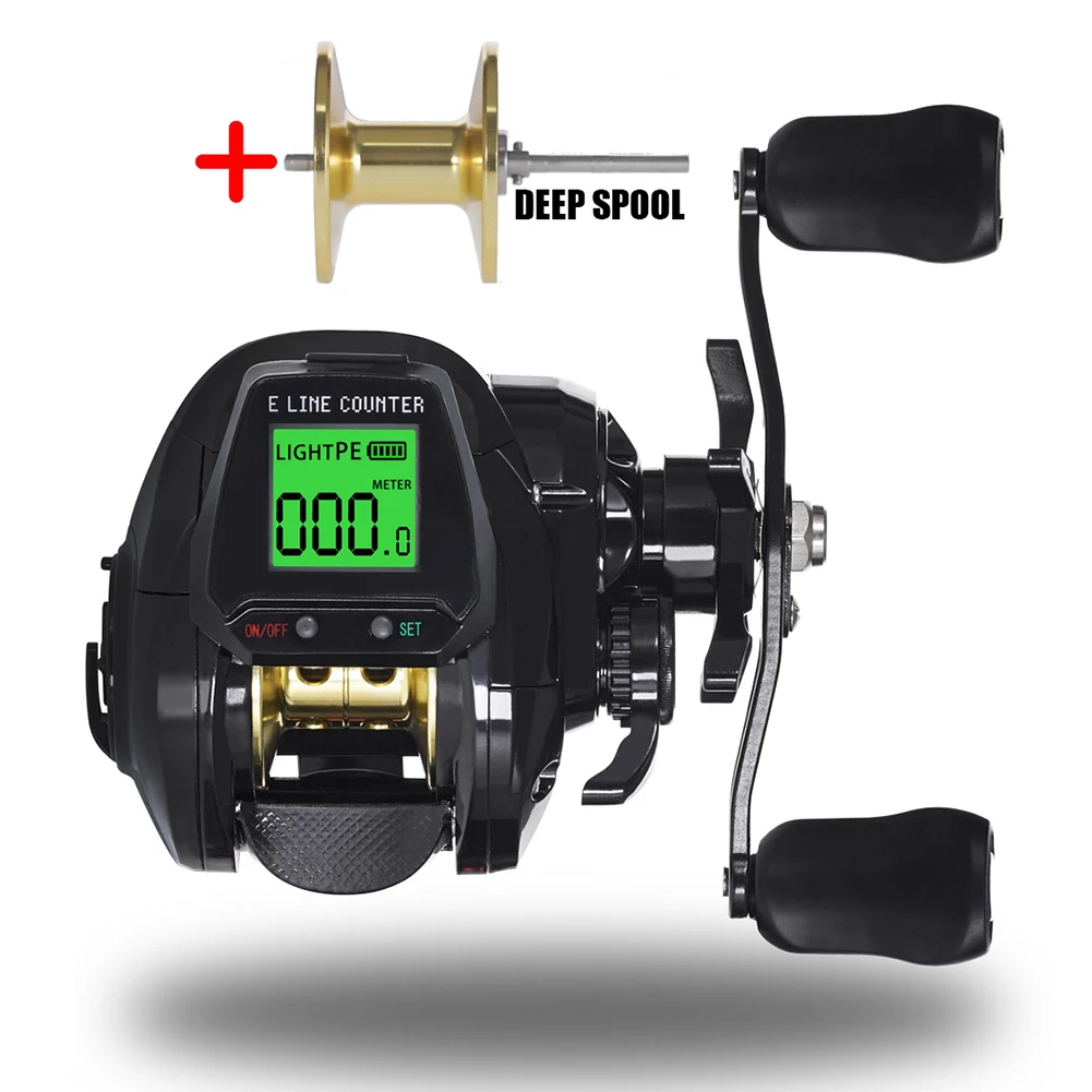 

7.2:1 Digital Fishing Baitcasting Reel With Bite Alarm Depth Position With Spare Spool Left/Right Hand Fish Reel Tackle Accesory