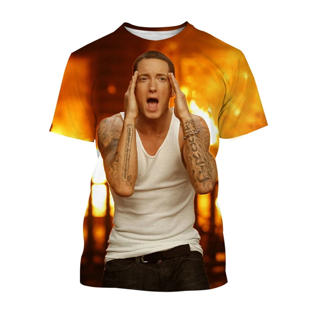 Фото Eminem Rapper Футболки с 3D принтом Мужчины Женщины Мода Уличная одежда Негабаритные футболки в стиле хип-хоп с короткими рукавами Мужские футболки Топы Мужская одежда №5