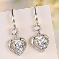 stud earrings girls jewellery gift crystal stone heart women ladies drop hook