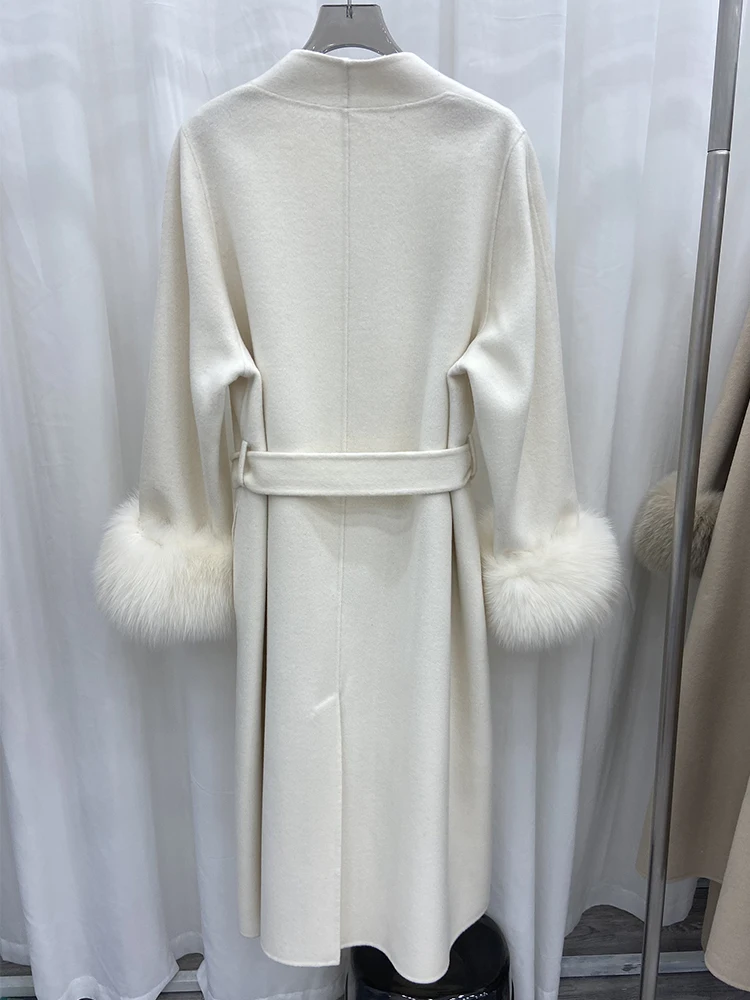 2024 роскошная женская зимняя теплая шерстяная верхняя одежда из натурального