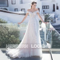 herburnl tulle sweetheart customized princess elegant wedding dresses 2022 small sleeves lace aplique vestido robe de mari%c3%a9e