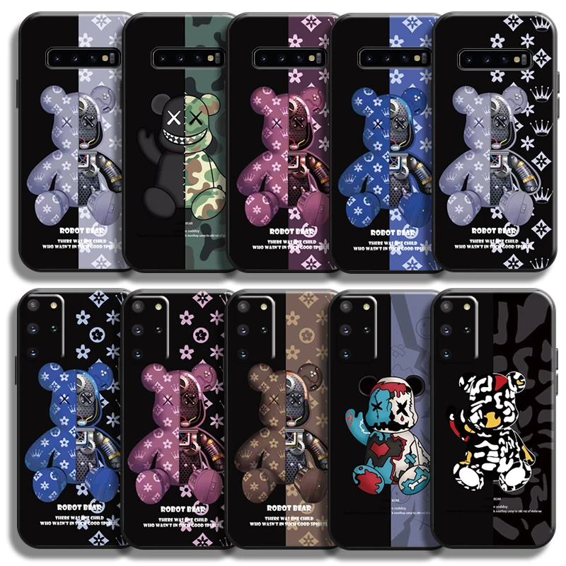 

Fashion Luxury Bear For Samsung Galaxy S21 S20 Ultra FE 5G S10 10E S9 S8 Plus Lite Phone Case TPU Back Liquid Silicon Coque