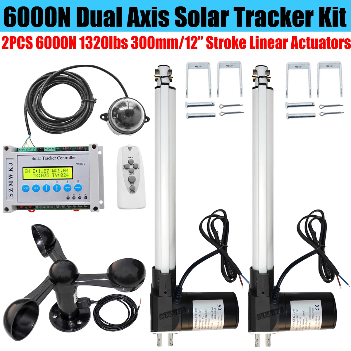 ЖК-дисплей солнечный трек двойная ось трекер W/ 6000N 12 &quot линейный привод с