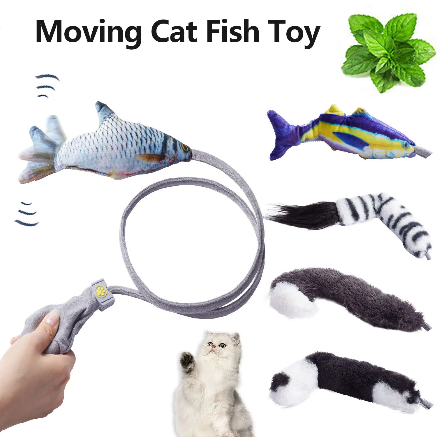 

Cat Toys Fish Moving Fish Cat Realistic Flopping Fish Catnip Toys Motion Kitten Interactive игрушки для кошек Cats Pets Kitten