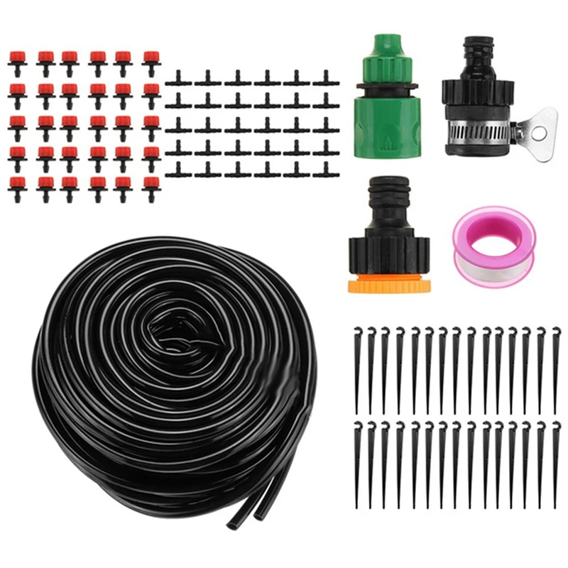 

95PCS For Outdoor Misting Cooling System 8 Holes Drip Irrigation System Kit Tubing Hose 50M