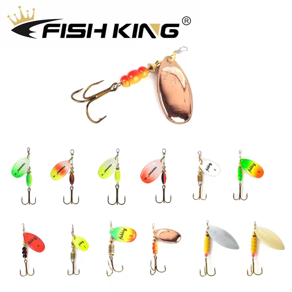 FISHKING 1pcs Spinner Blade Metal Lure 1#-5# Spinning Spoon Fishing Lure Hard Artificial Lure Spoon Copper Freshwater Hand Lure