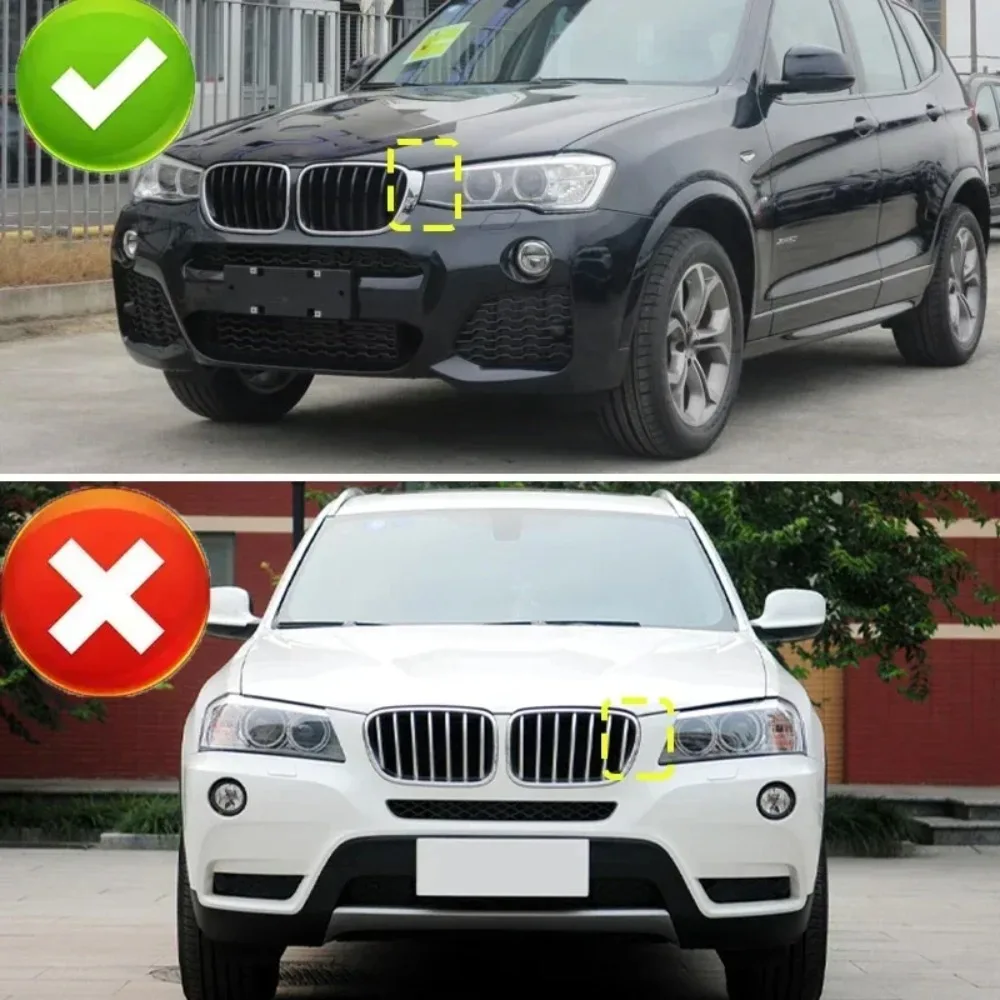 Фото Для BMW X3 X4 F25 F26 2014-2017: Передняя решетка радиатора с двойными линиями, замена гоночной решетки, аксессуары для авто №3