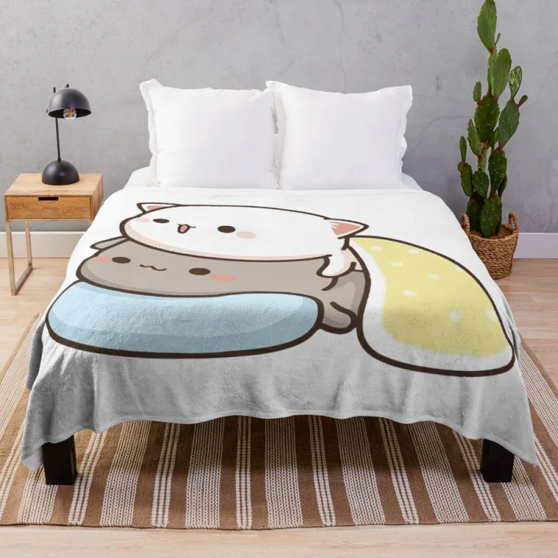 

Peach and Goma in Blankets - Mochi Peach Cat Throw Blanket fur throw blanket